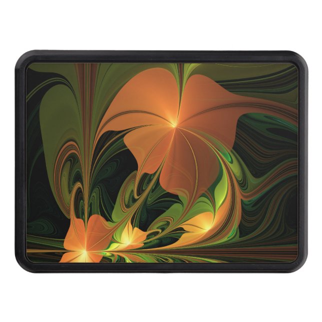Fantasy Plant Abstract Green Rust Brown Fractal Hitch Cover (Front)