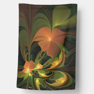 Fantasy Plant Abstract Green Rust Brown Fractal House Flag