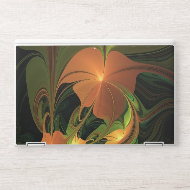 Fantasy Plant Abstract Green Rust Brown Fractal HP Laptop Skin (Front)
