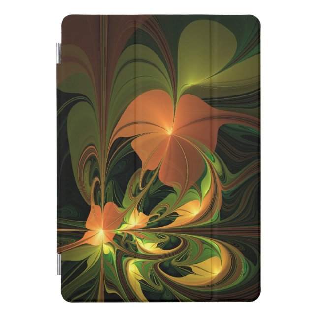 Fantasy Plant Abstract Green Rust Brown Fractal iPad Pro Cover (Front)