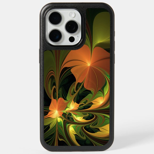 Fantasy Plant Abstract Green Rust Brown Fractal iPhone 15 Pro Max Case (Back)