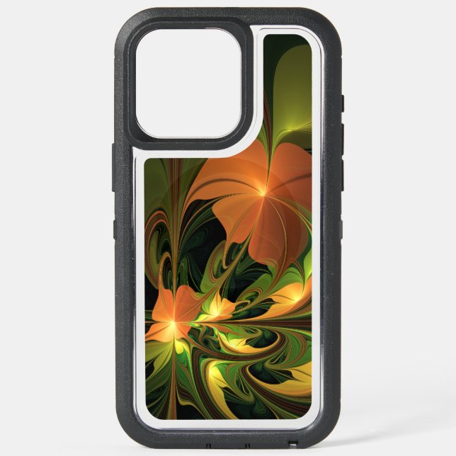 Fantasy Plant Abstract Green Rust Brown Fractal iPhone 15 Pro Max Case (Back)