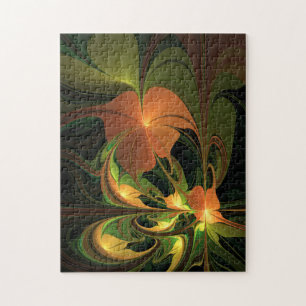 Fantasy Plant Abstract Green Rust Brown Fractal Jigsaw Puzzle