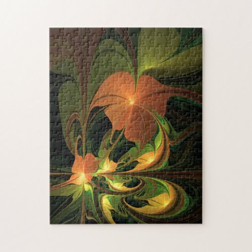 Fantasy Plant Abstract Green Rust Brown Fractal Jigsaw Puzzle