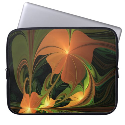 Fantasy Plant Abstract Green Rust Brown Fractal Laptop Sleeve