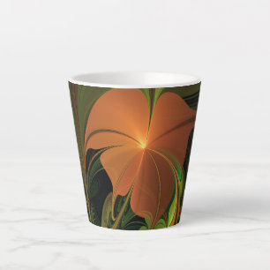 Fantasy Plant Abstract Green Rust Brown Fractal Latte Mug
