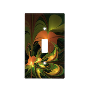 Fantasy Plant Abstract Green Rust Brown Fractal Light Switch Cover