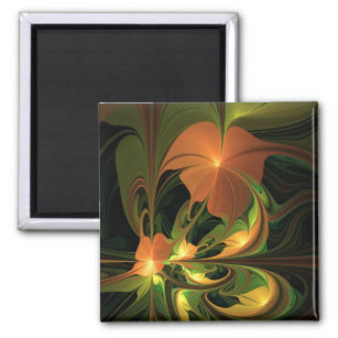 Fantasy Plant Abstract Green Rust Brown Fractal Magnet