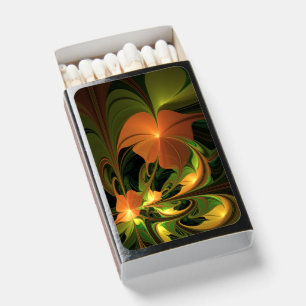 Fantasy Plant Abstract Green Rust Brown Fractal Matchboxes
