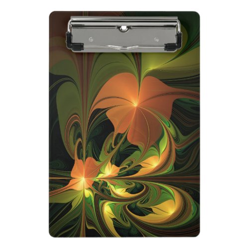 Fantasy Plant Abstract Green Rust Brown Fractal Mini Clipboard