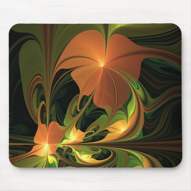 Fantasy Plant Abstract Green Rust Brown Fractal Mouse Pad (Front)
