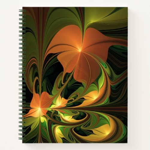 Fantasy Plant Abstract Green Rust Brown Fractal Notebook