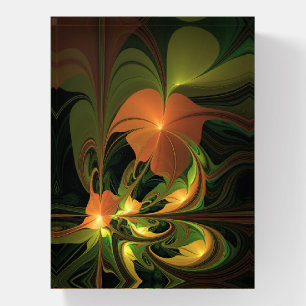 Fantasy Plant Abstract Green Rust Brown Fractal Paperweight