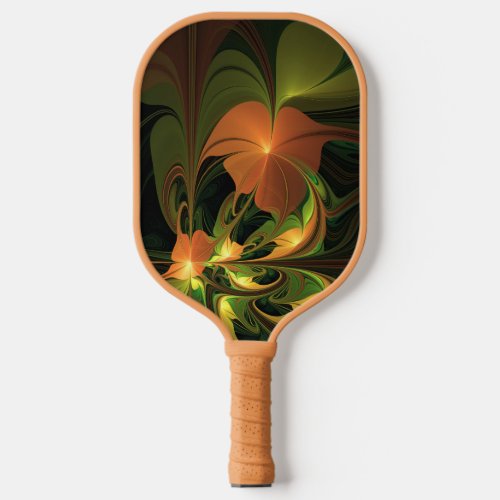 Fantasy Plant Abstract Green Rust Brown Fractal Pickleball Paddle