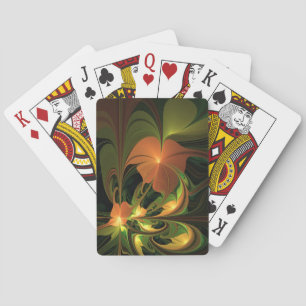 Fantasy Plant Abstract Green Rust Brown Fractal Poker Cards