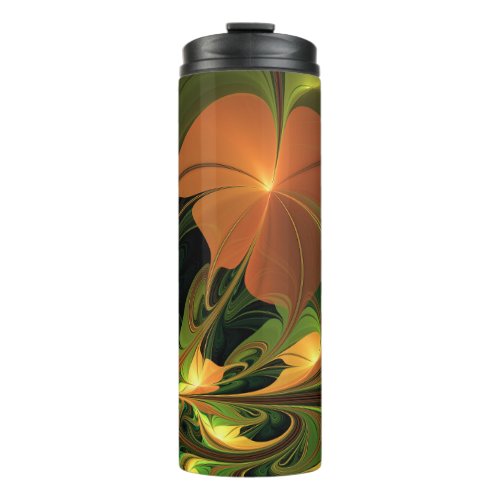 Fantasy Plant Abstract Green Rust Brown Fractal Thermal Tumbler