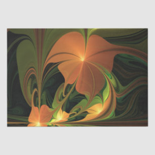 Fantasy Plant Abstract Green Rust Brown Fractal Tissue Paper