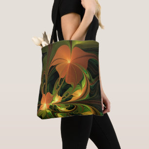 Fantasy Plant Abstract Green Rust Brown Fractal Tote Bag