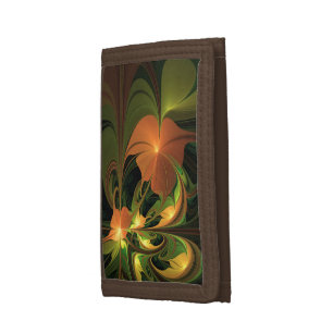 Fantasy Plant Abstract Green Rust Brown Fractal Tri-fold Wallet