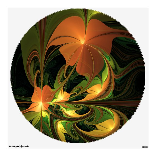 Fantasy Plant Abstract Green Rust Brown Fractal Wall Decal (Front)