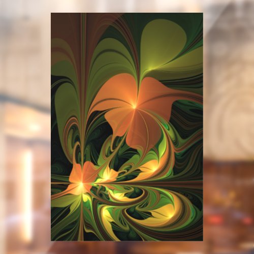 Fantasy Plant Abstract Green Rust Brown Fractal Window Cling