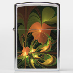 Fantasy Plant Abstract Green Rust Brown Fractal Zippo Lighter