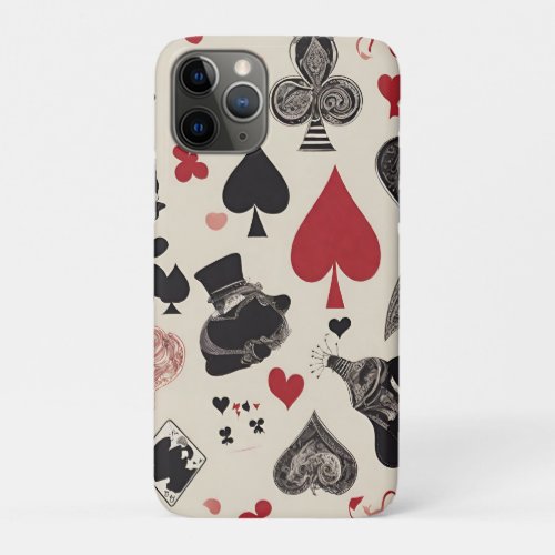 Fantasy Playing Cards in Black and Red iPhone 11 Pro Case