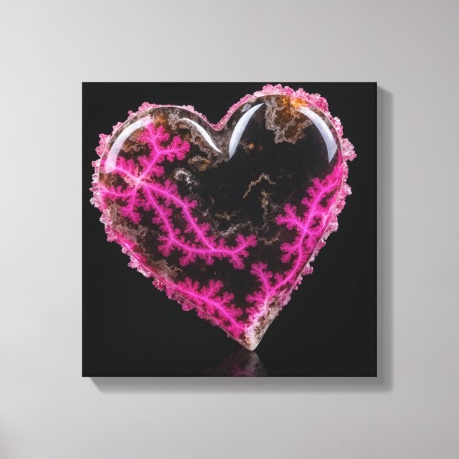 Fantasy Plume Agate Heart Canvas Print (Front)