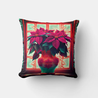 Fantasy Poinsettias Throw Pillow