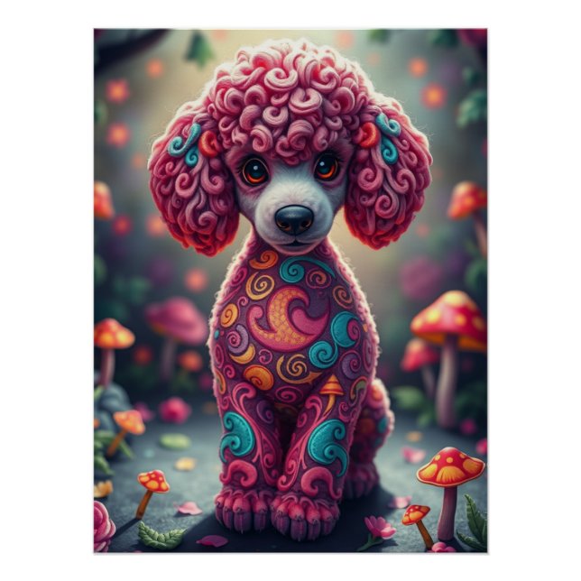 Fantasy Poodle Puppy Art  Poster (Front)