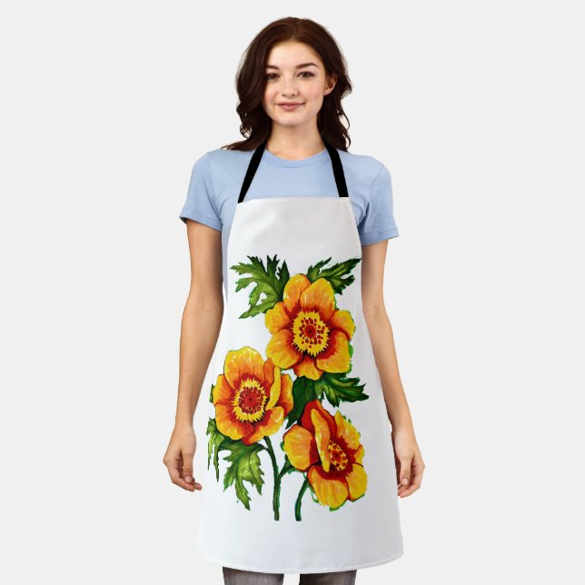 Fantasy Poppies   Medium  Apron (Worn)