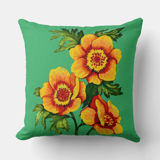 Fantasy Poppies   Throw Pillow (Front)