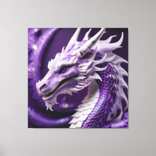 Fantasy Portrait Of A Purple & White Dragon Canvas Print