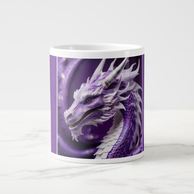 Fantasy Portrait Of A Purple & White Dragon Giant Coffee Mug (Front)