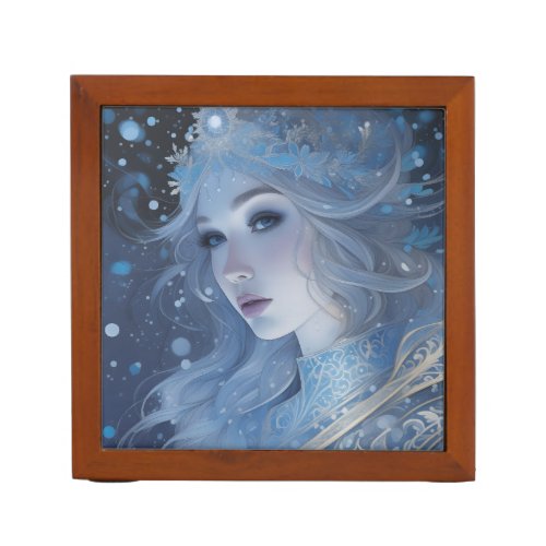 Fantasy Portrait of the Winter Snow Queen Desk Organizer