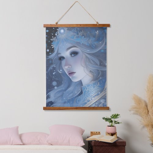 Fantasy Portrait of the Winter Snow Queen Hanging Tapestry