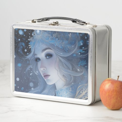 Fantasy Portrait of the Winter Snow Queen Metal Lunch Box