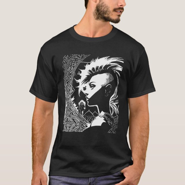 Fantasy Post Punk Celtic Tribal Batcave Girl Gothi T-Shirt (Front)