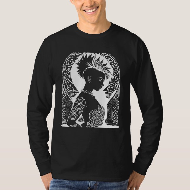 Fantasy Post Punk Celtic Tribal Batcave Girl Gothi T-Shirt (Front)