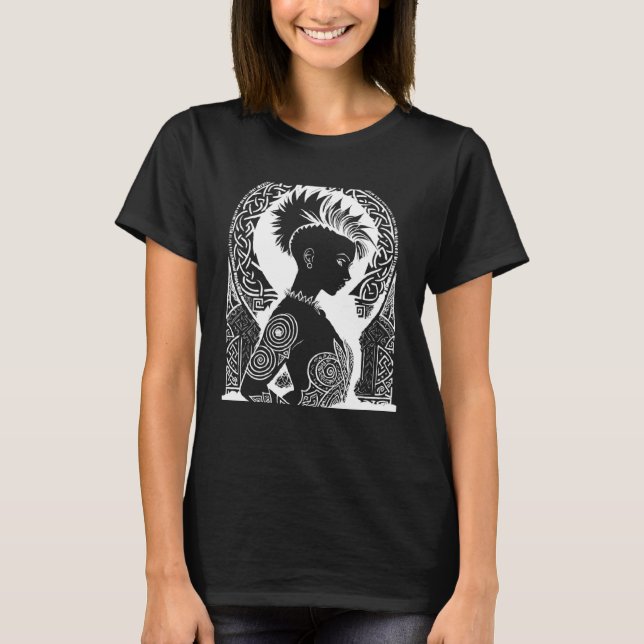 Fantasy Post Punk Celtic Tribal Batcave Girl Gothi T-Shirt (Front)