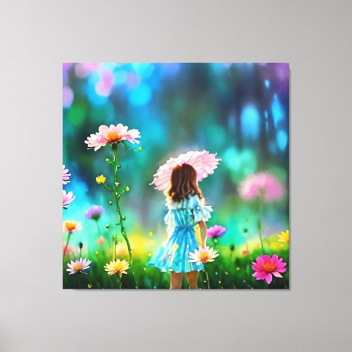  Fantasy  Pretty AP56 Little Girl Giant Flower Canvas Print