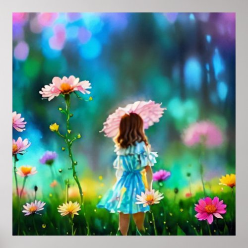  Fantasy  Pretty AP56 Little Girl Giant Flower Poster