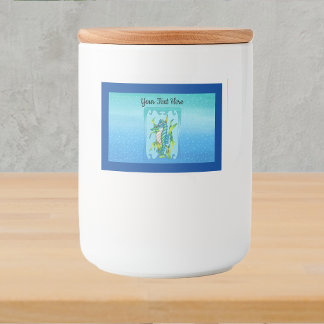 Fantasy Pretty Aqua Blue Sea Dragon Seaweed Bubble Food Label