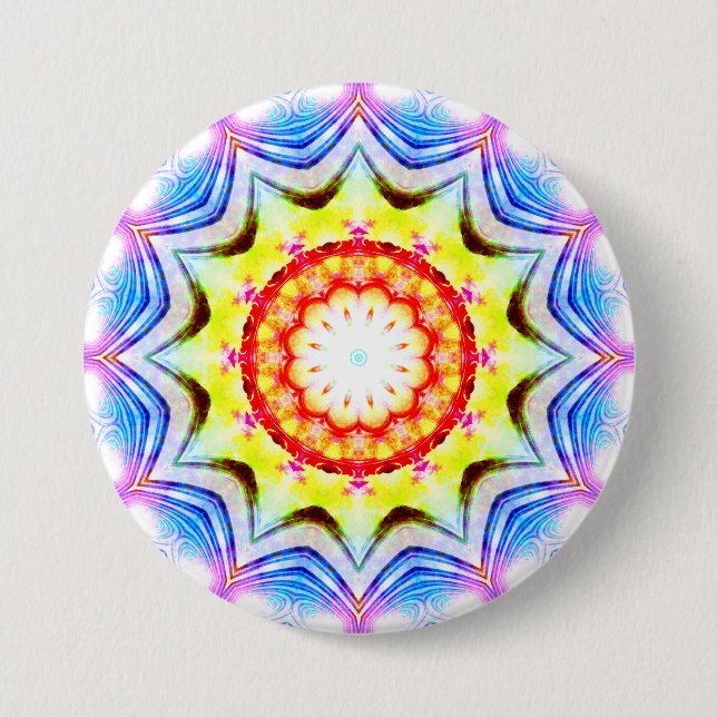 Fantasy Priest Mage Magical Vibrant Mandela Button (Front)