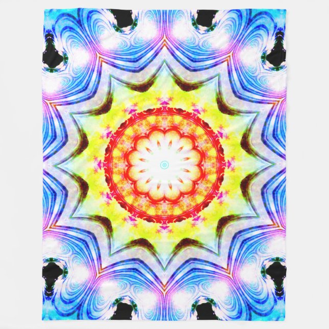 Fantasy Priest Mage Magical Vibrant Mandela Fleece Blanket (Front)