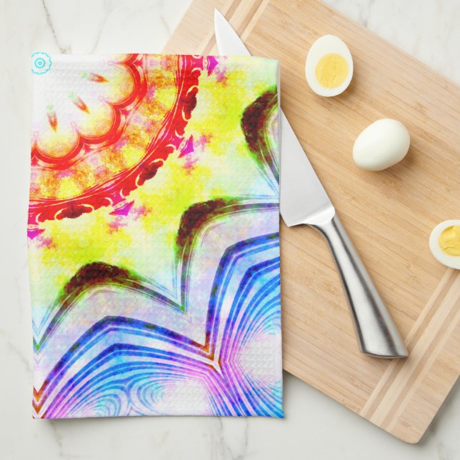 Fantasy Priest Mage Magical Vibrant Mandela Kitchen Towel (Quarter Fold)