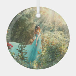Fantasy Princess: Summer Nature Vintage. Glass Ornament