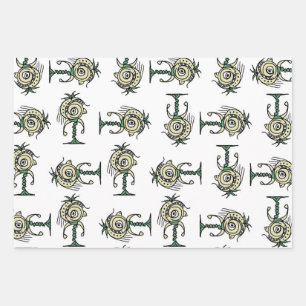 Fantasy proud alien robot cartoon motif pattern wrapping paper sheets