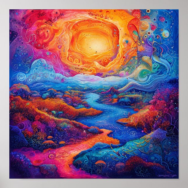 Fantasy Psychedelic Landscape Dreamscape 🌌✨🌀🌿 Poster (Front)