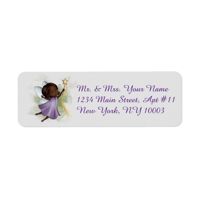 Fantasy Purple Fairy Light Gray Address Labels (Front)